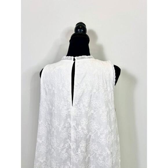 Lulu's Sweet Loveliness Shift Mini Dress in White Large Floral Embroidered Party - Picture 5 of 6